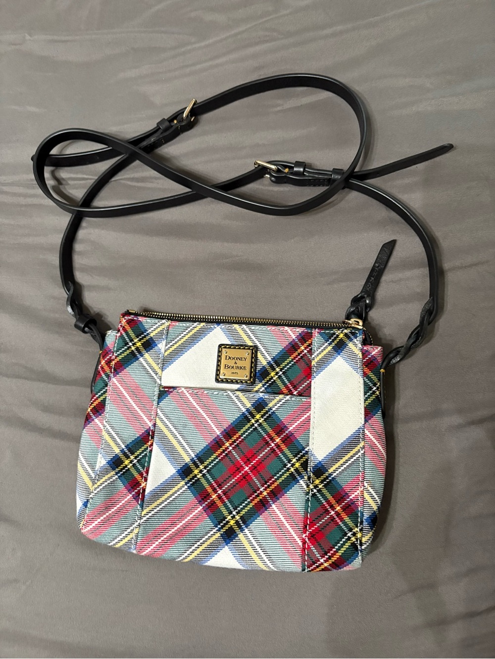 Dooney & Bourke Plaid Crossbody in Multi-Color with Black Strap
